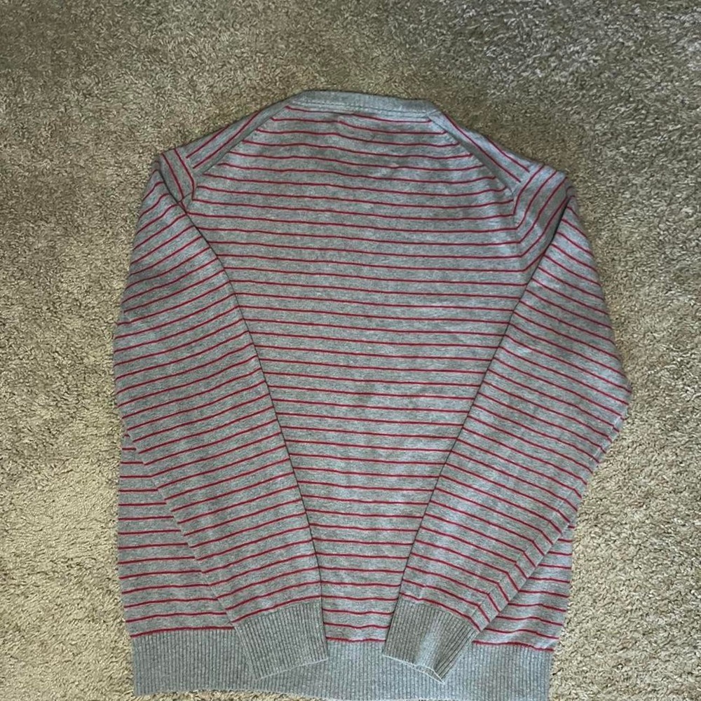 100% Cotton Gray and red striped cotton sweater in a M - Picture 8 of 8